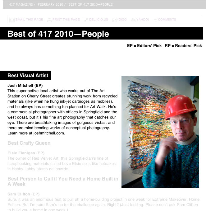 Best of 417 2010 - People - Best Visual Artist Josh Mitchell